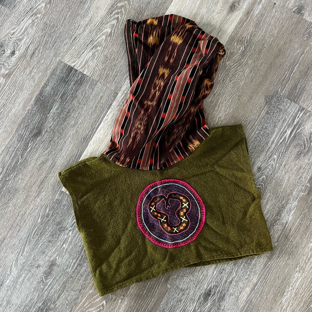 Peruvian textile hoodie crop top